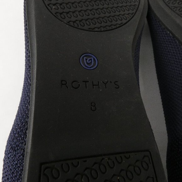 Rothy's Shoes Womens 8 The Flats Navy Blue Knit Round Toe Slide On Flats - Picture 10 of 14